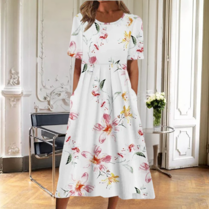 Women’s Dress | Floral Round Neck Midi