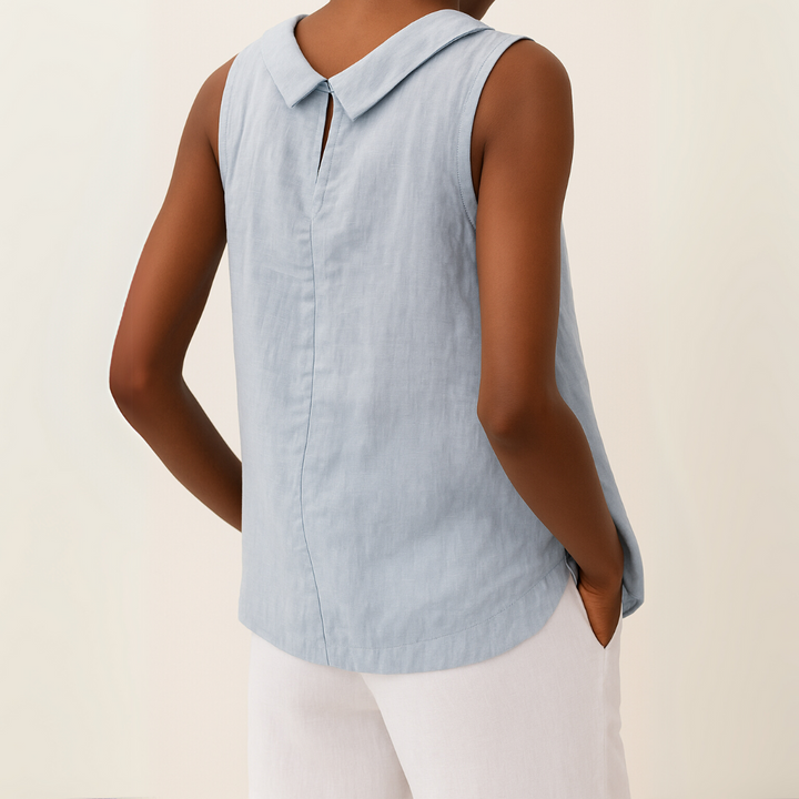 Women’s Blouse | Rolled Collar Neckline Sleeveless