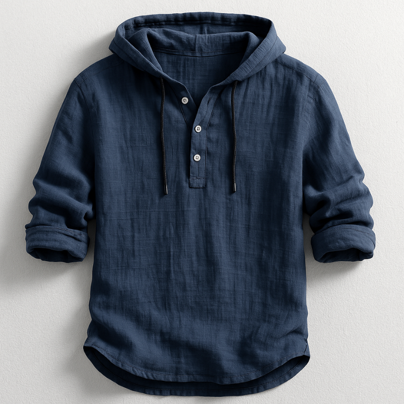 Men's Hoodie | Button-Neck Pullover