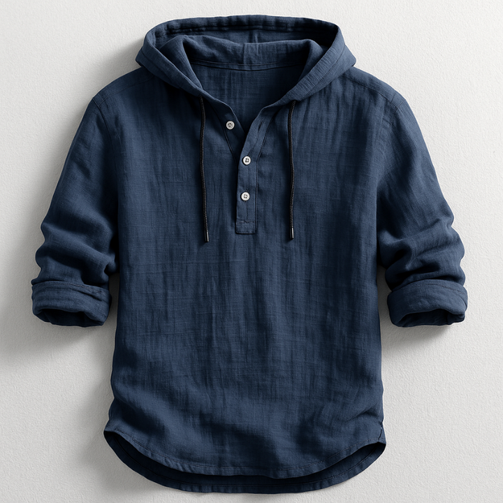 Men's Hoodie | Button-Neck Pullover