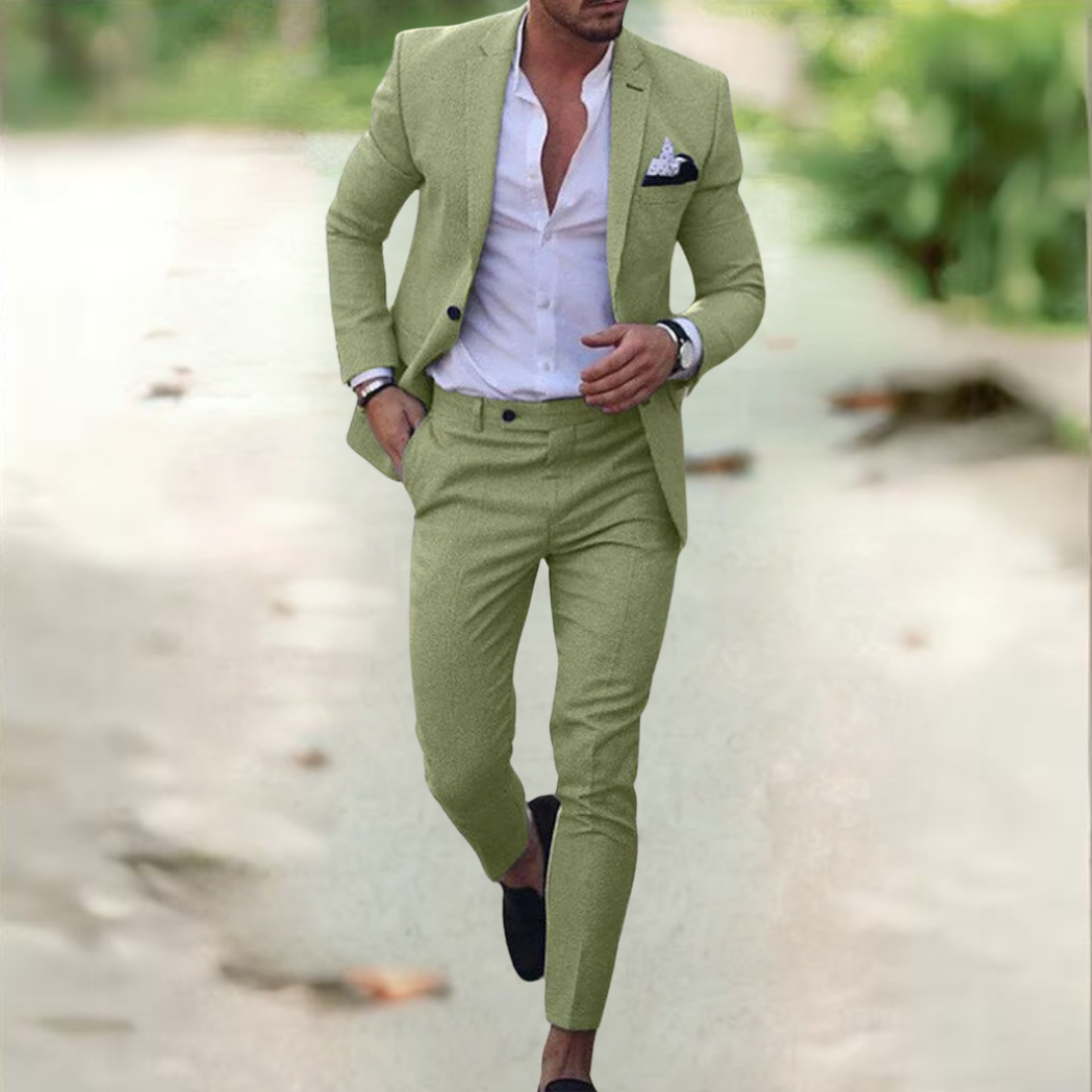 Men’s Two-Piece Suit | Buttoned Jacket and Pants