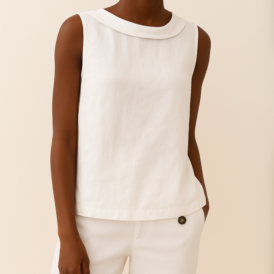 Women’s Blouse | Rolled Collar Neckline Sleeveless