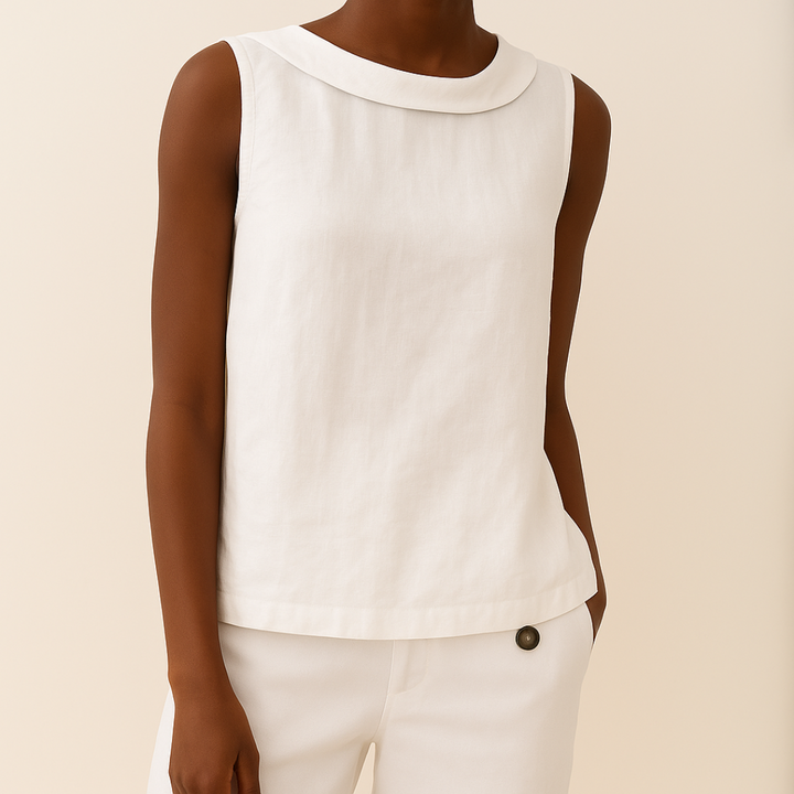 Women’s Blouse | Rolled Collar Neckline Sleeveless
