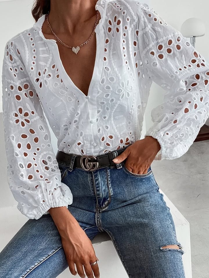 Women’s Blouse | Floral Cutout Top