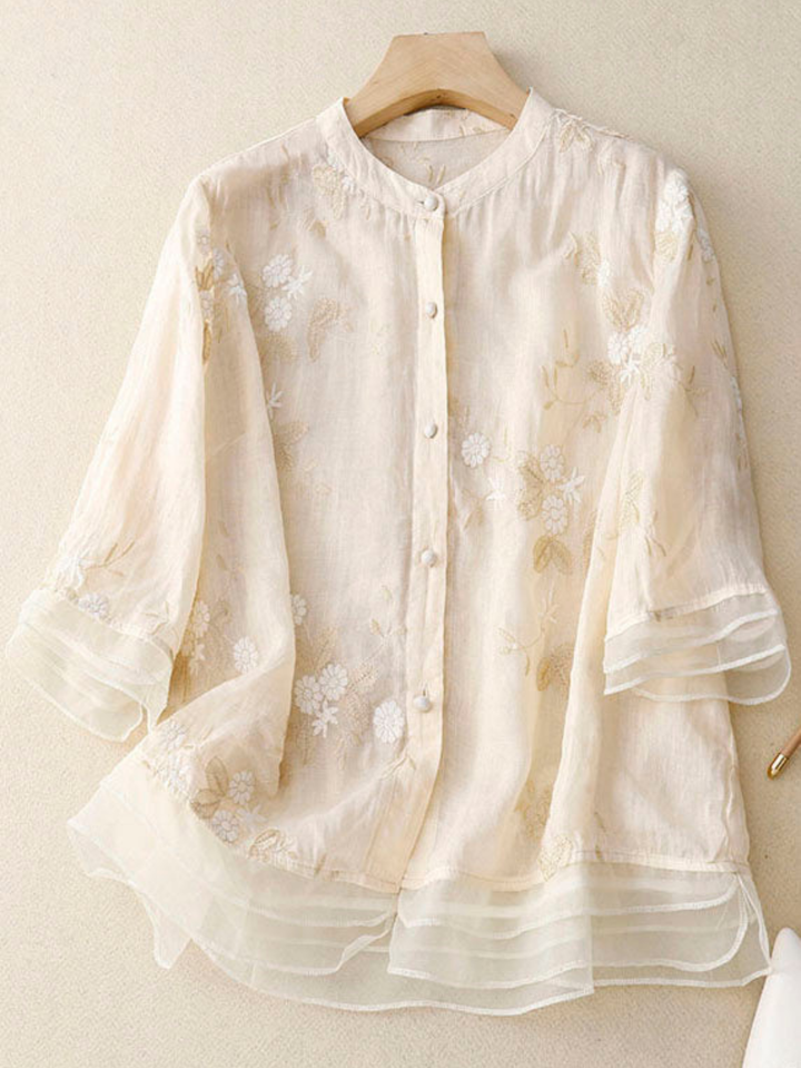 Women’s Blouse | Embroidered Button Front