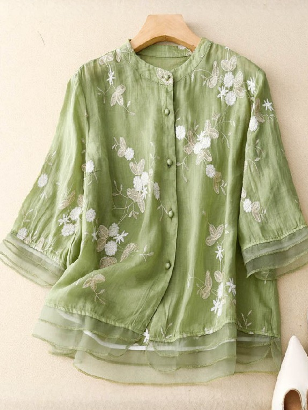 Women’s Blouse | Embroidered Button Front