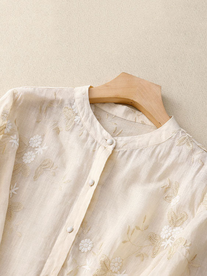 Women’s Blouse | Embroidered Button Front