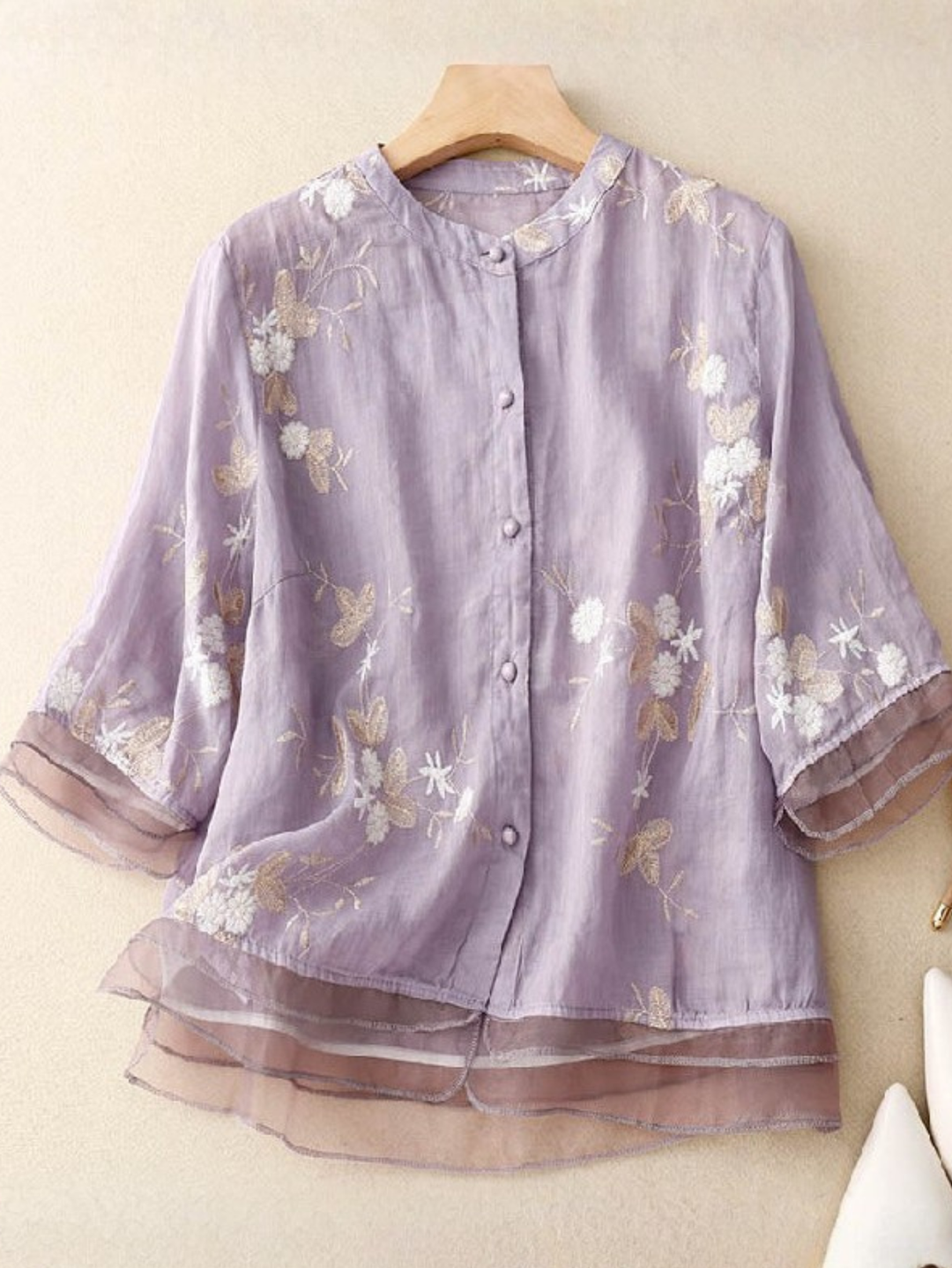 Women’s Blouse | Embroidered Button Front