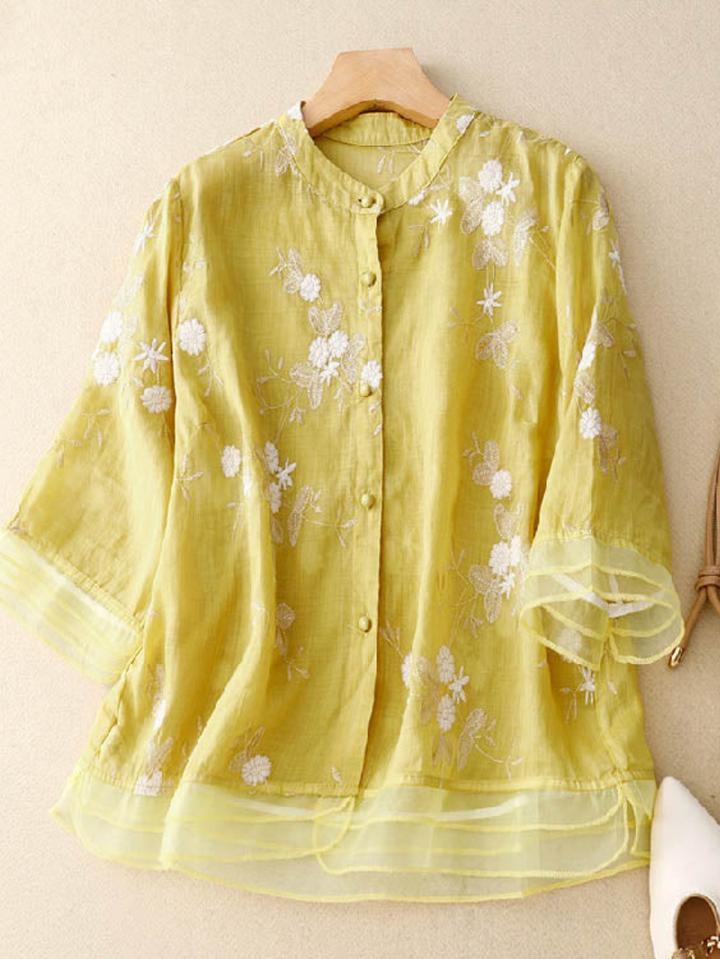 Women’s Blouse | Embroidered Button Front