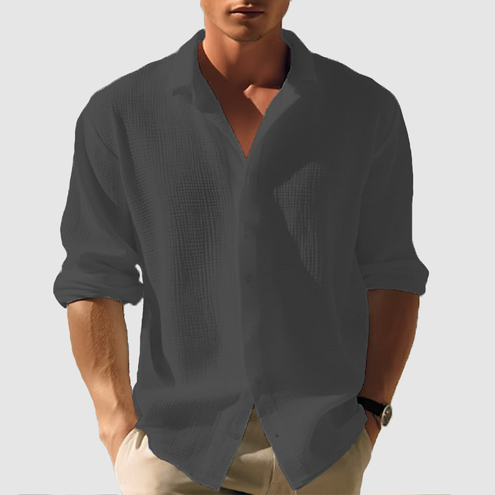 Men’s Long Sleeve Shirt | Button Front Textured Design