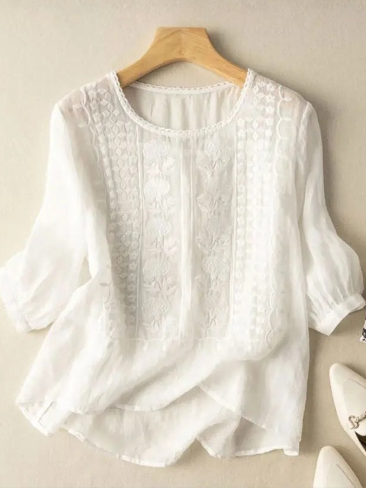 Women’s Blouse | Embroidered 3/4-Sleeve