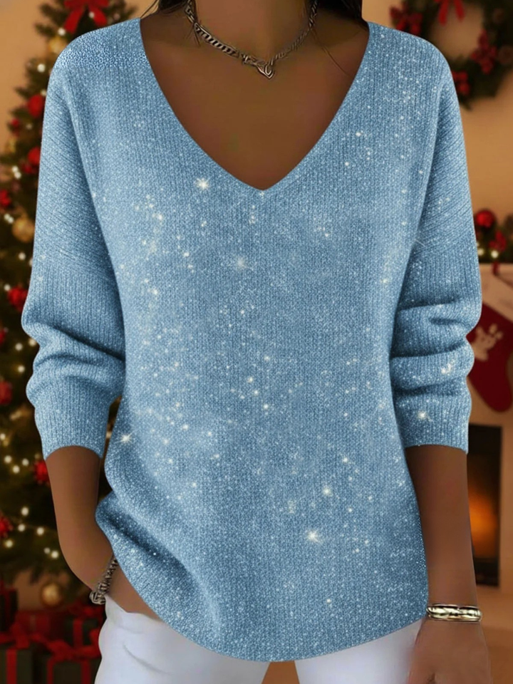 Women’s Blouse | Sequin Long Sleeve V-Neck