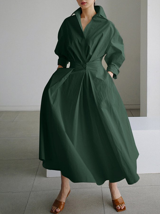 Women's Dress | Collared Button Front Maxi