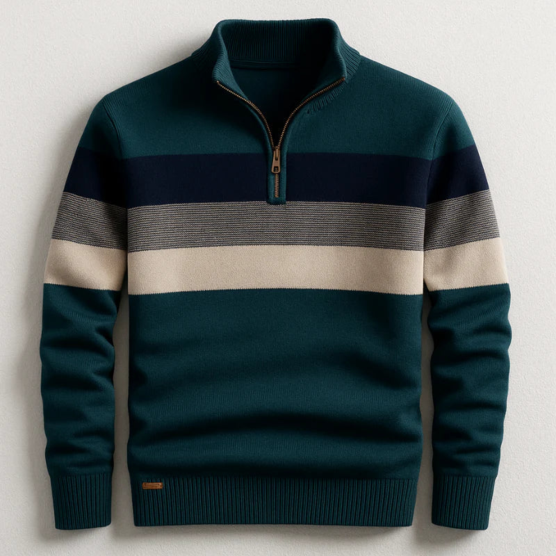 Men’s Sweater | Striped Zip Neck Pullover
