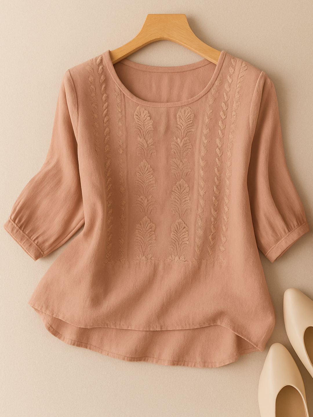 Women’s Blouse | Embroidered 3/4-Sleeve