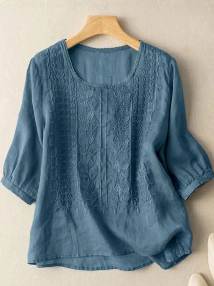 Women’s Blouse | Embroidered 3/4-Sleeve
