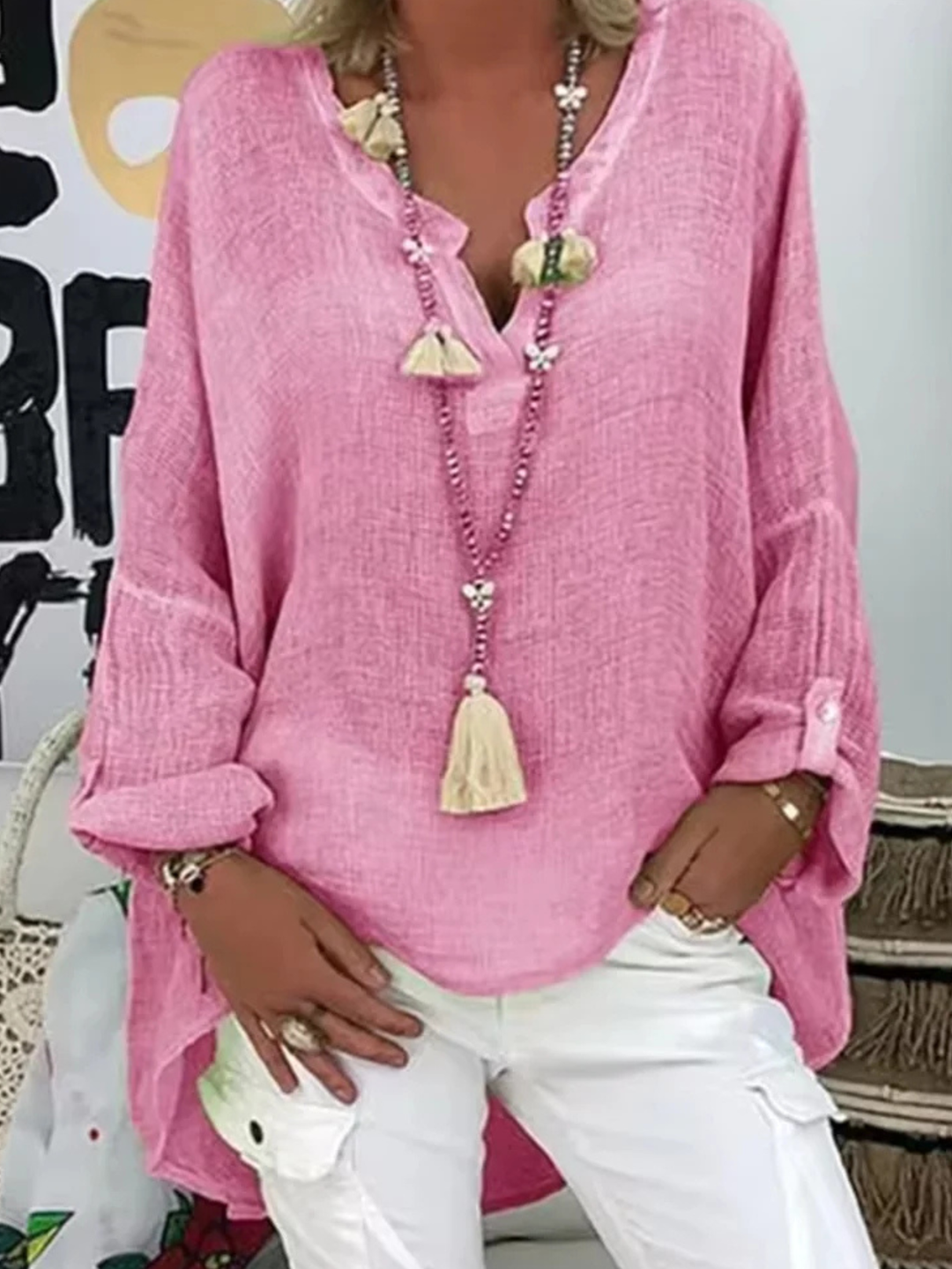 Women’s Blouse | V-Neck Loose-Fit