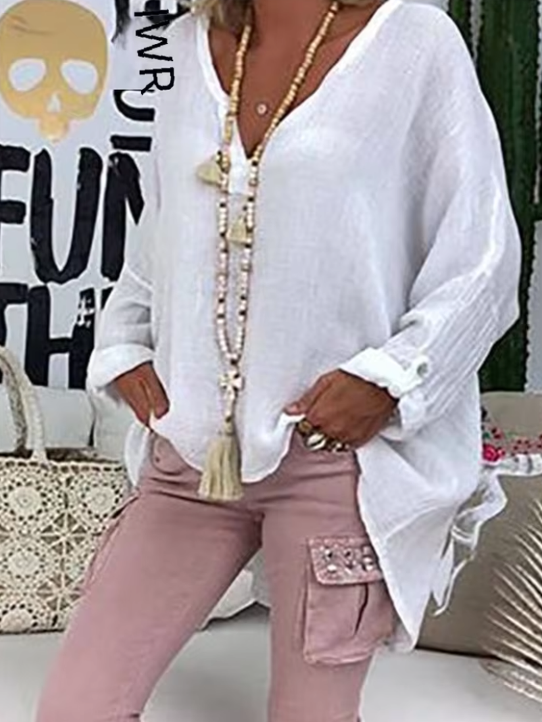 Women’s Blouse | V-Neck Loose-Fit