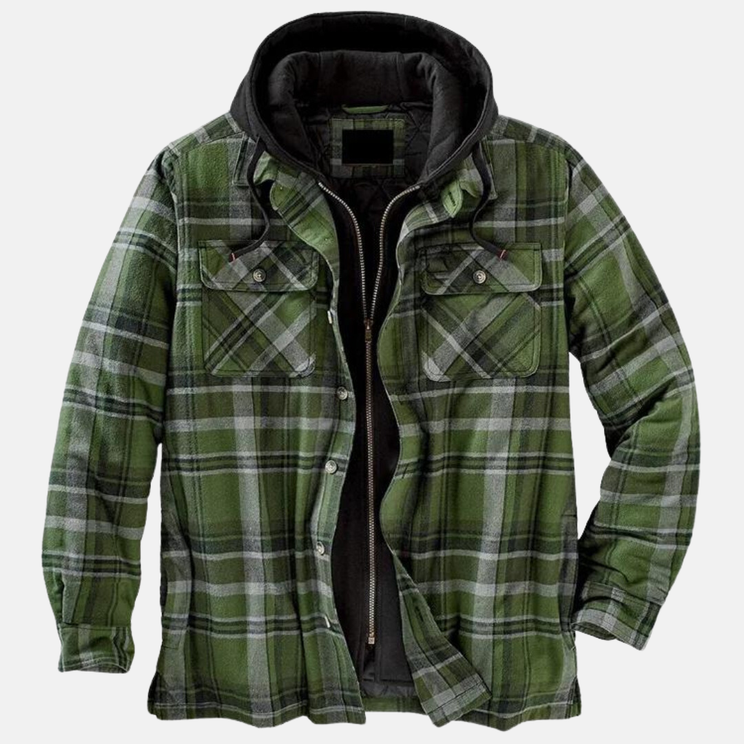Men's Jacket | Plaid Hooded Shirt