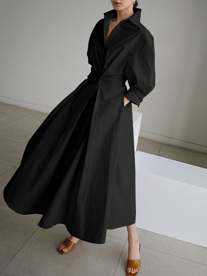 Women's Dress | Collared Button Front Maxi