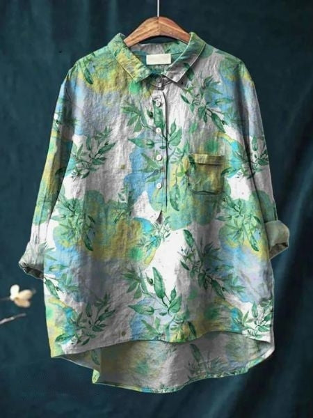 Women's Blouse | Floral Print Abstract Button Front