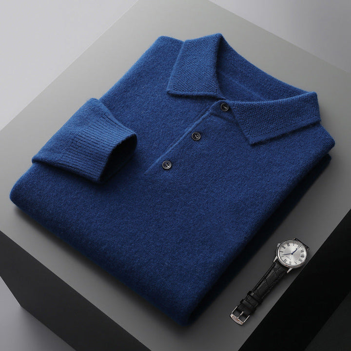 Men’s Long Sleeve Polo Shirt | Button Placket Solid