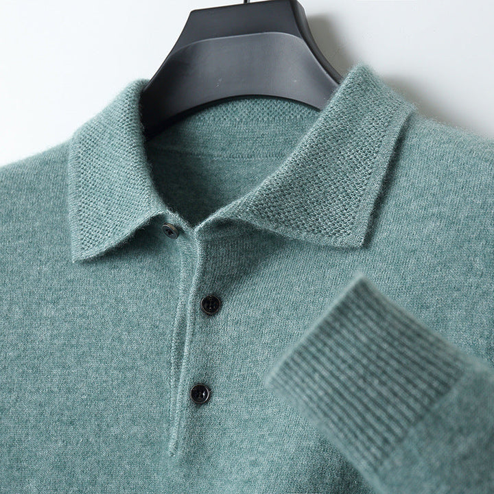 Men’s Long Sleeve Polo Shirt | Button Placket Solid