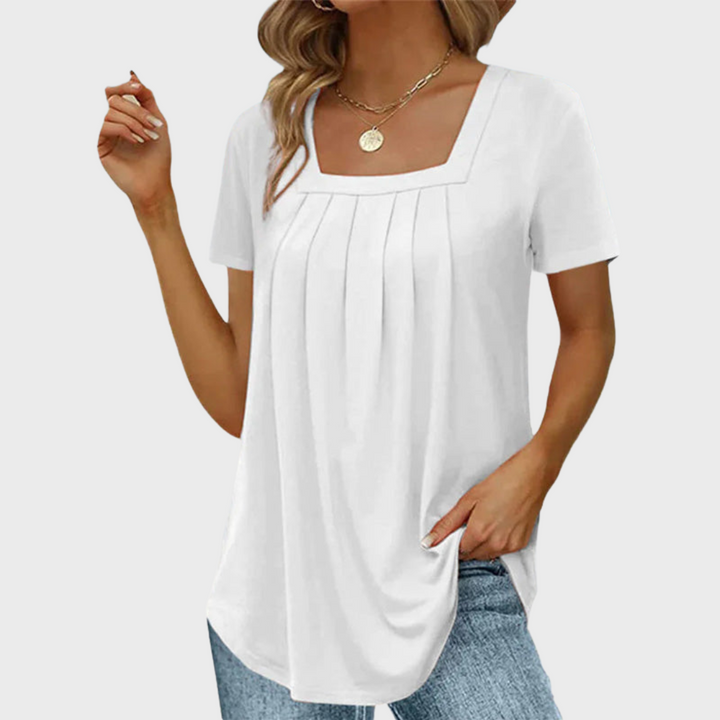 Women’s Blouse | Pleated Front Square Neck