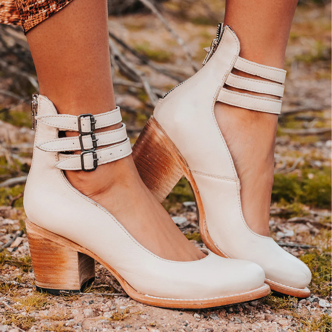 Heels For Women | Raised Block Heel Buckle Fastenings