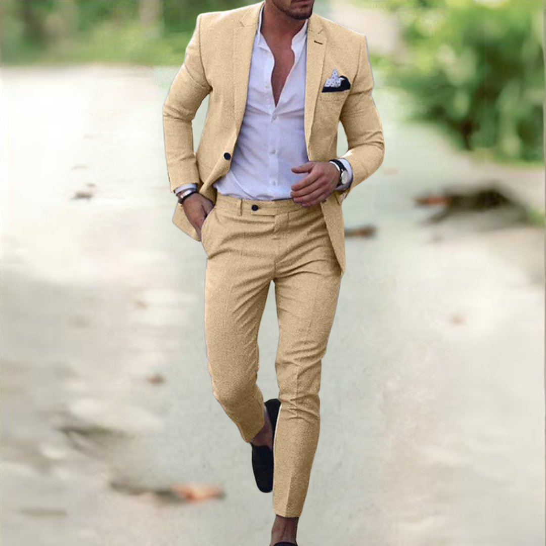 Men’s Two-Piece Suit | Buttoned Jacket and Pants