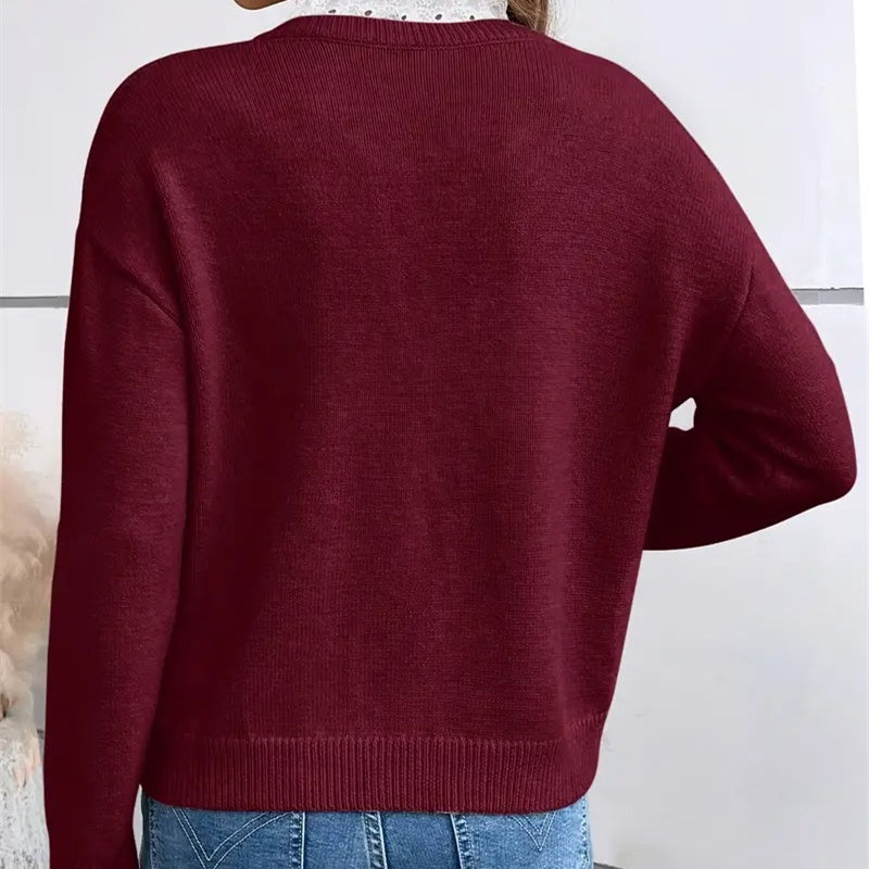 Women’s Sweater | V Neck Ribbed Trim