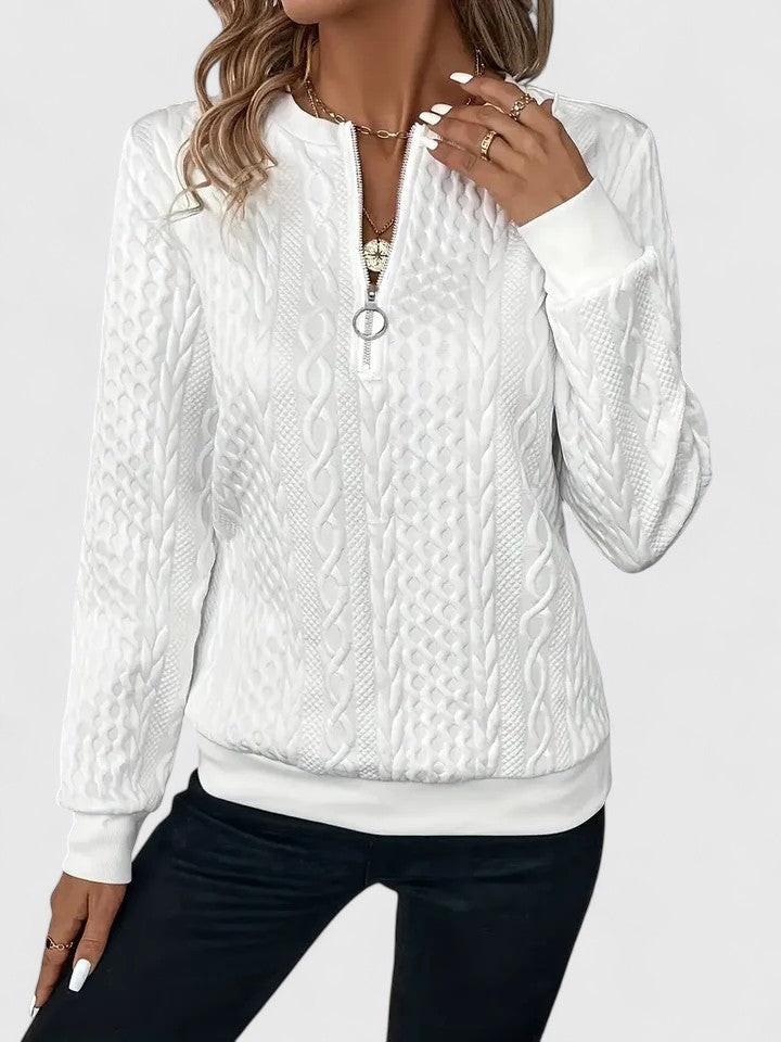 Women’s Sweater | Front Zip Cable Pattern