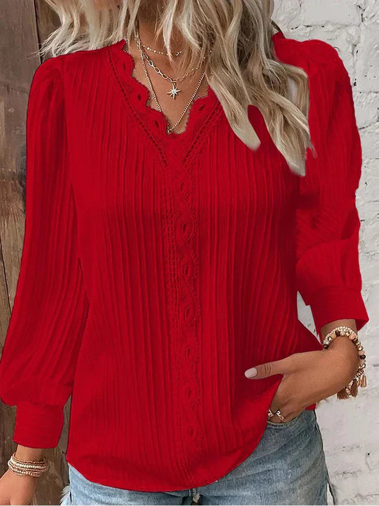 Women’s Blouse | Pleated Long-Sleeve