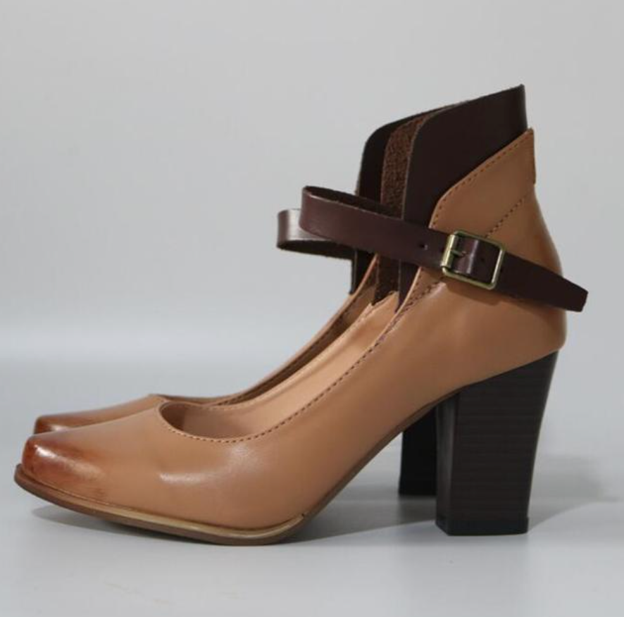 Heels For Women | Ankle Strap Block Heel Buckle Closure