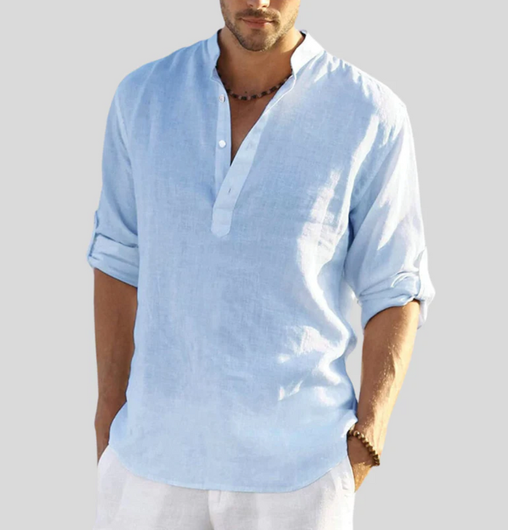 Men’s Casual Shirt | Long Sleeve Stand Collar