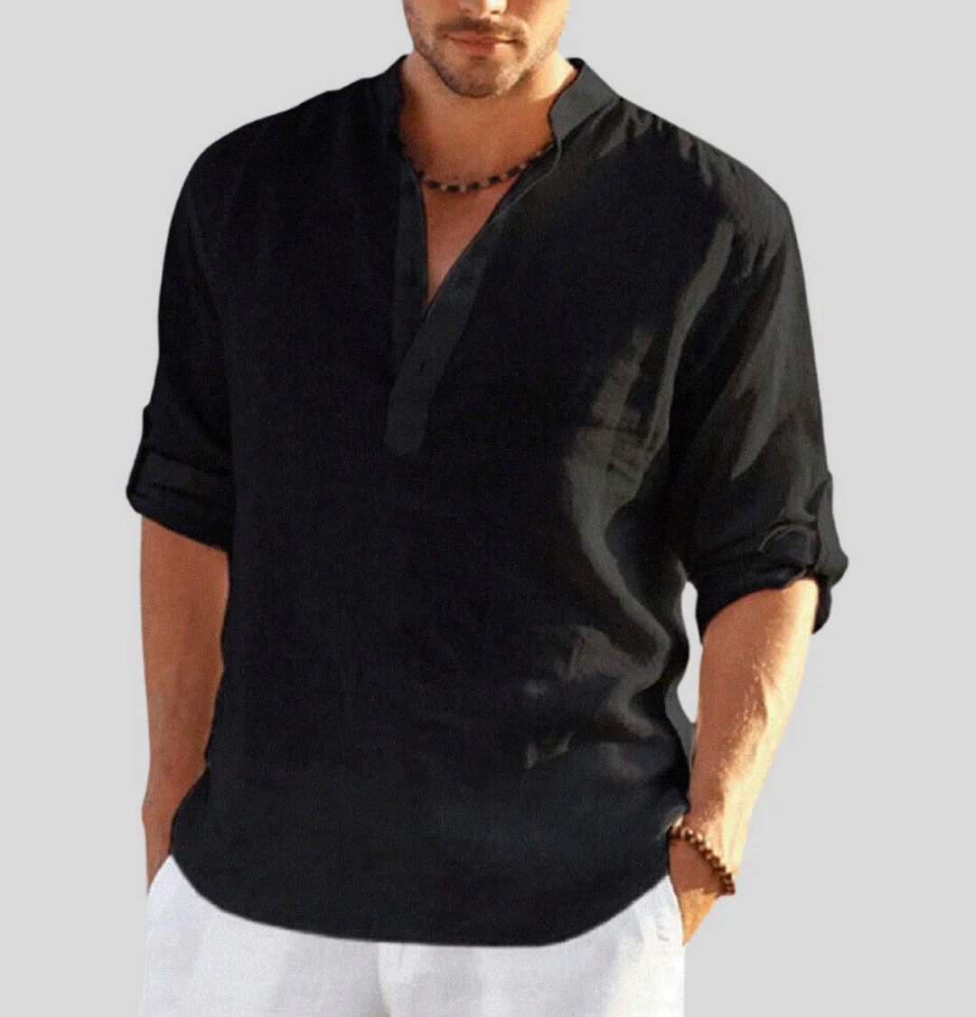 Men’s Casual Shirt | Long Sleeve Stand Collar