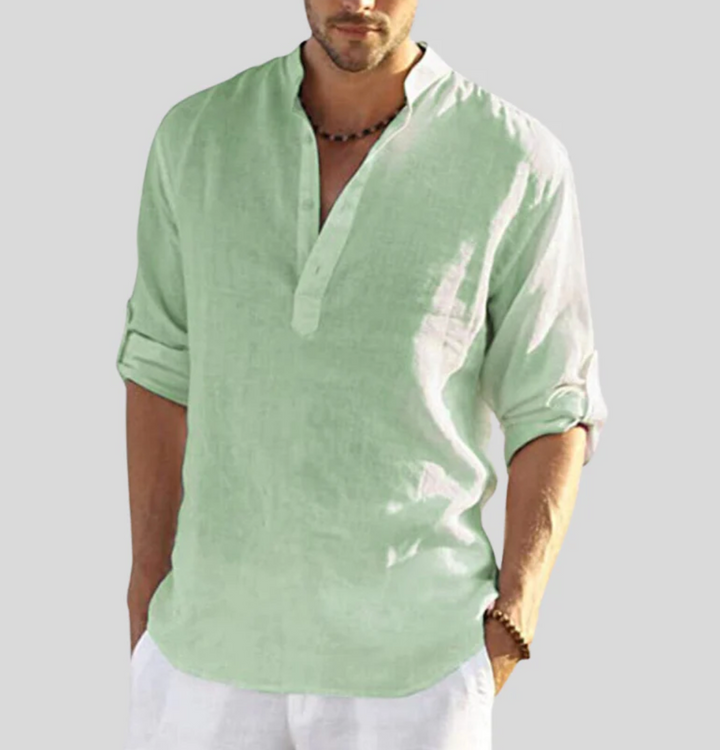 Men’s Casual Shirt | Long Sleeve Stand Collar
