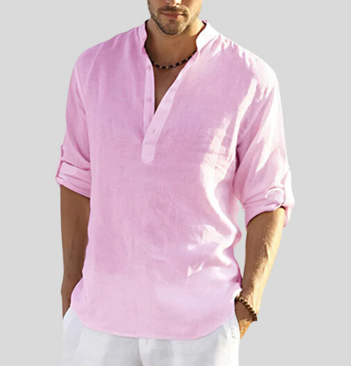 Men’s Casual Shirt | Long Sleeve Stand Collar