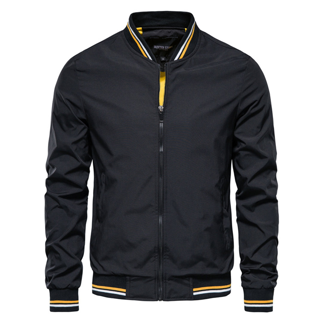 Men's Bomber Jacket | Zip-Up Front with Ribbed Collar