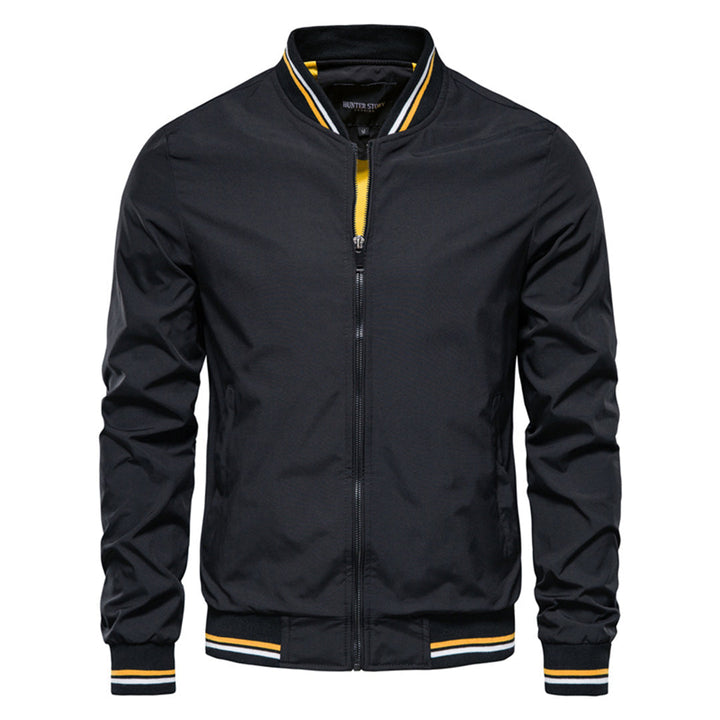 Men's Bomber Jacket | Zip-Up Front with Ribbed Collar