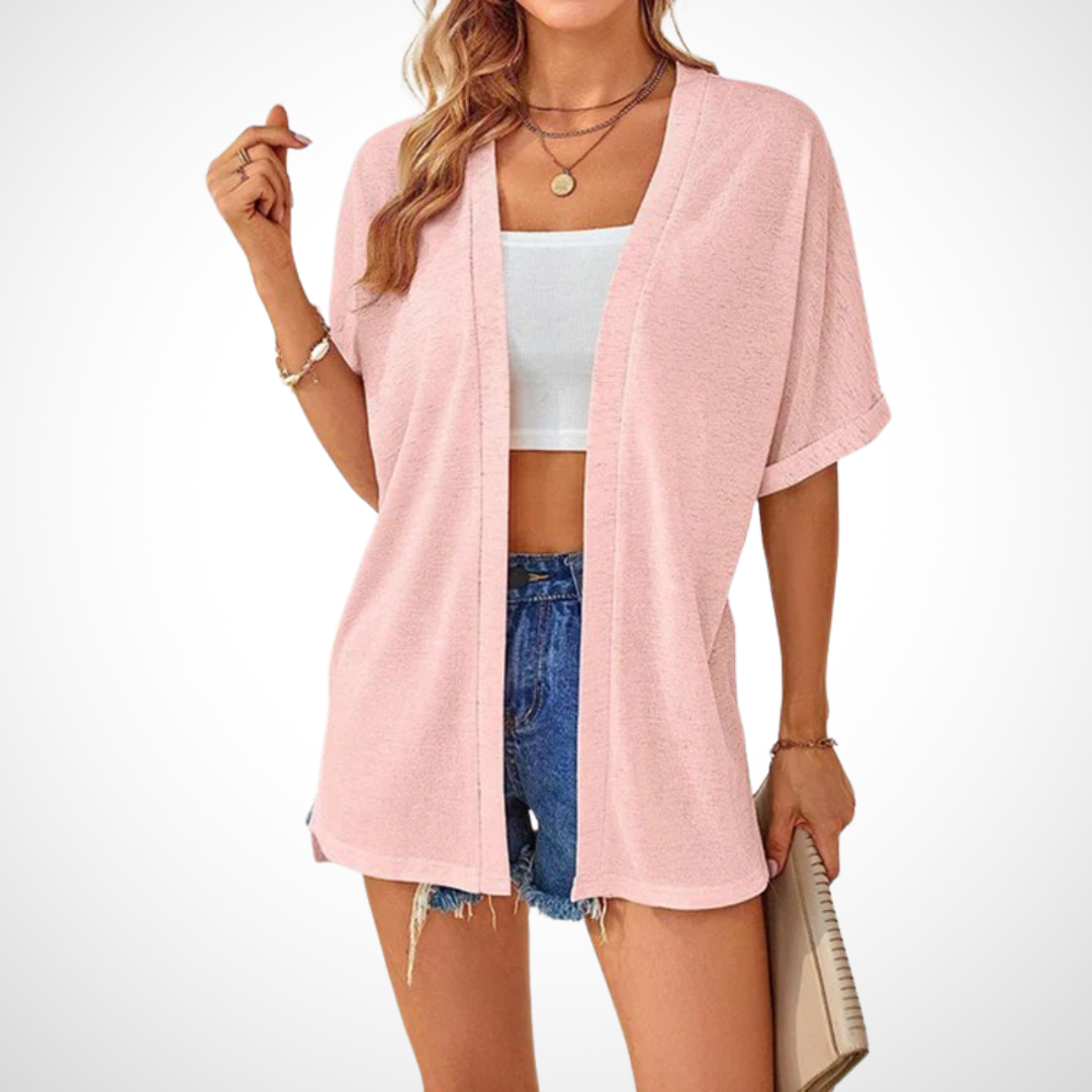 Women’s Cardigan | Draped Neckline Short Sleeve