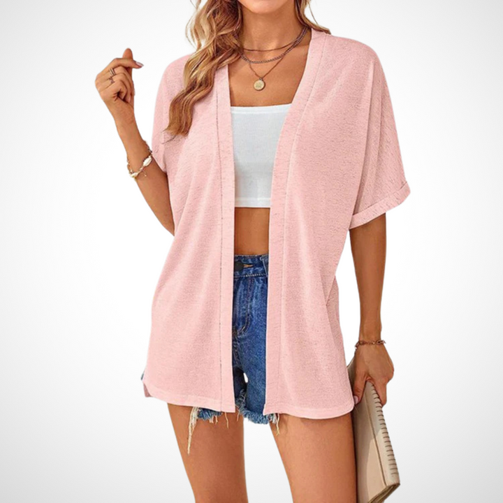 Women’s Cardigan | Draped Neckline Short Sleeve