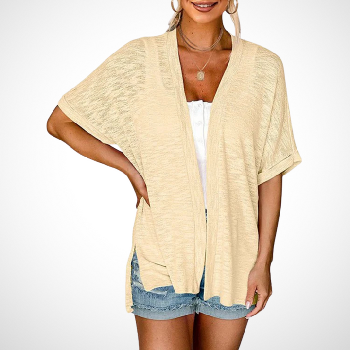 Women’s Cardigan | Draped Neckline Short Sleeve
