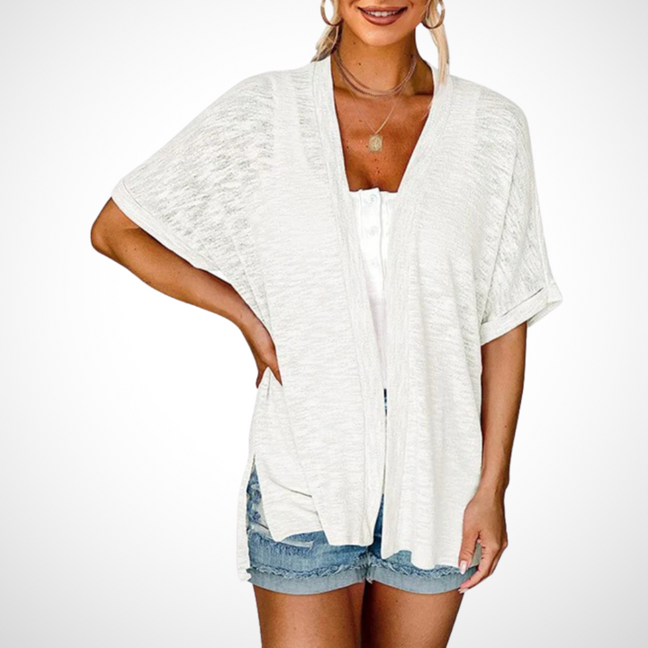 Women’s Cardigan | Draped Neckline Short Sleeve