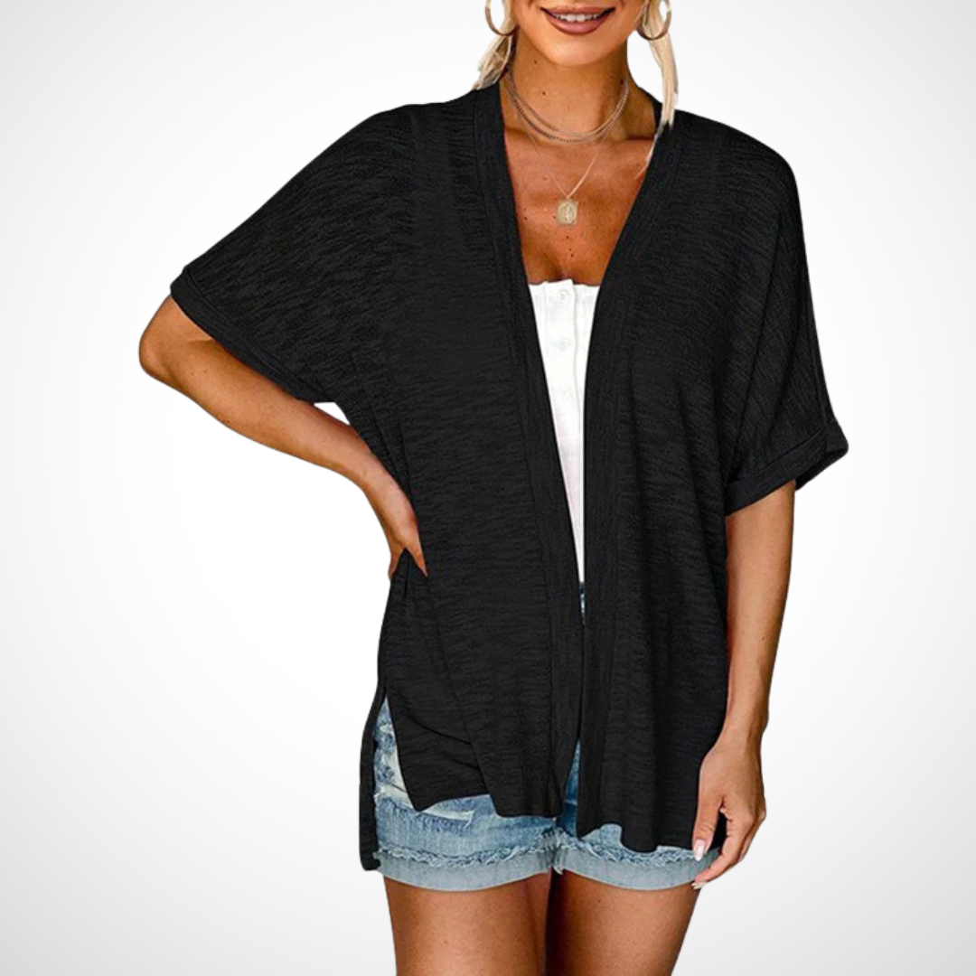 Women’s Cardigan | Draped Neckline Short Sleeve
