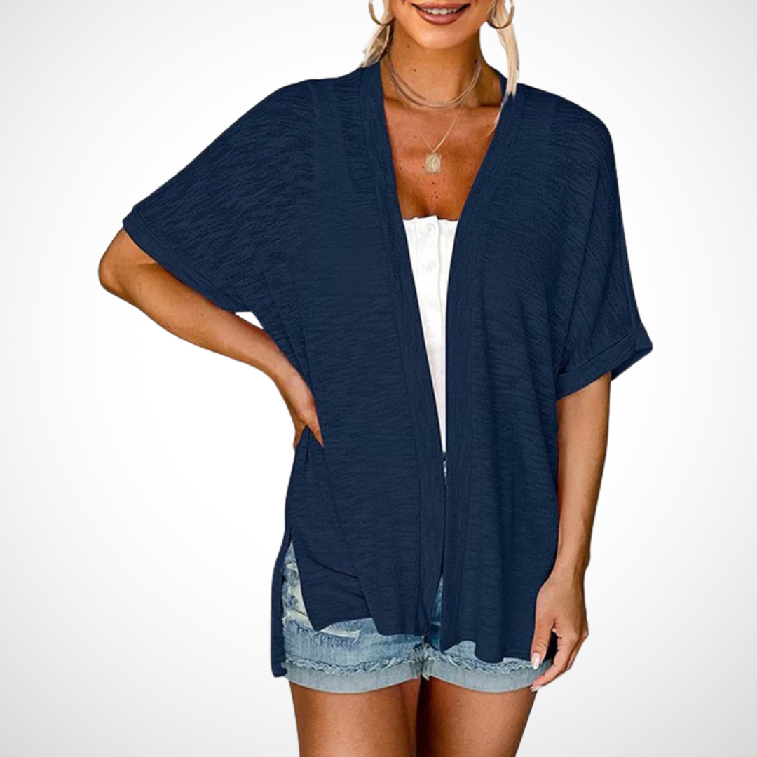 Women’s Cardigan | Draped Neckline Short Sleeve