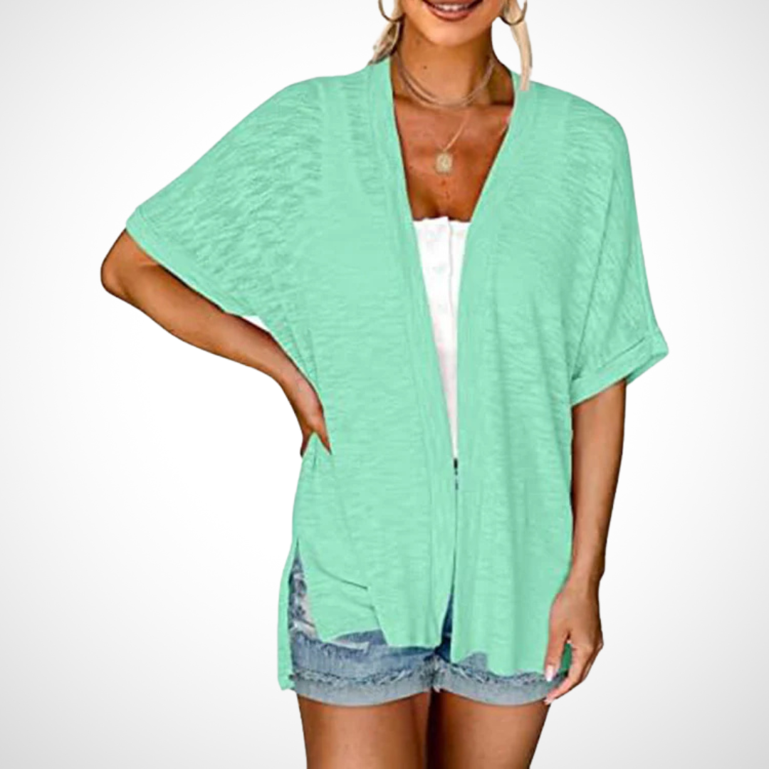 Women’s Cardigan | Draped Neckline Short Sleeve