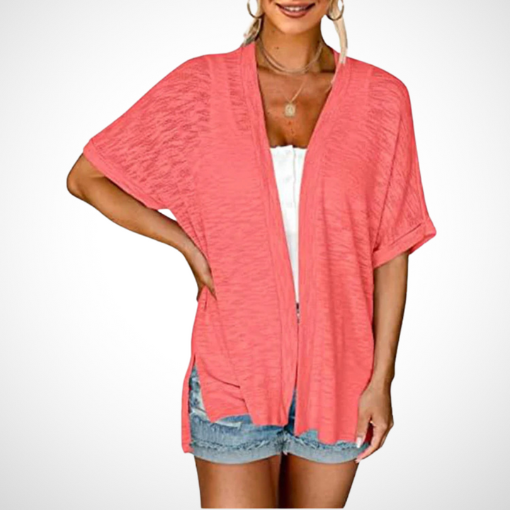 Women’s Cardigan | Draped Neckline Short Sleeve