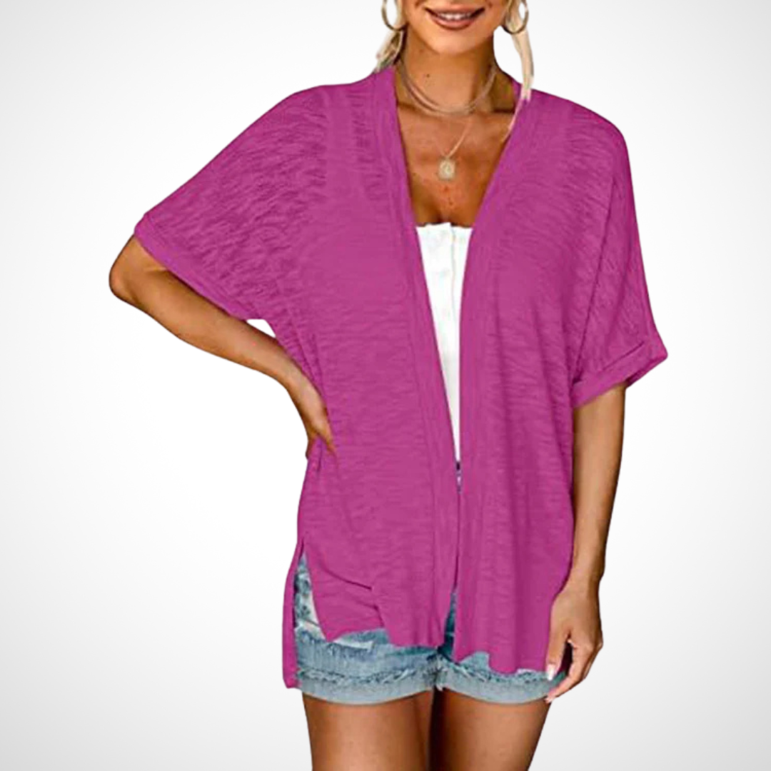 Women’s Cardigan | Draped Neckline Short Sleeve
