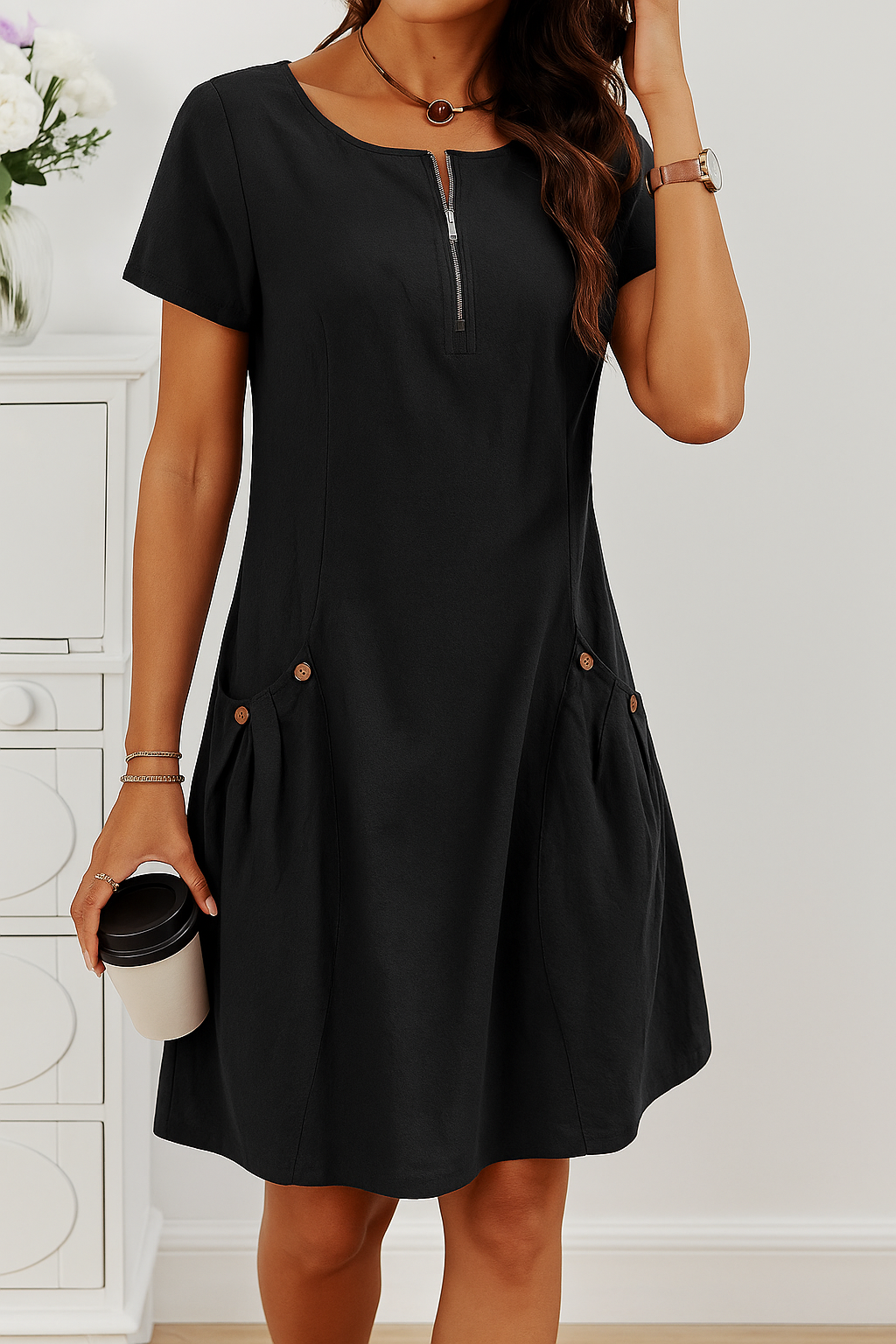 Women’s Summer Dress | Front Zip Detail